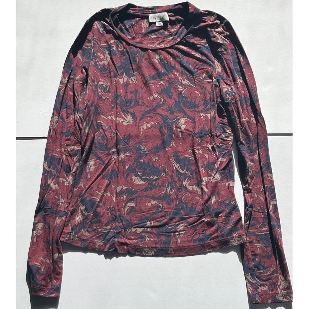 Evereve Multi-Colored Long Sleeve -Size Medium - Red, Blue, Light brown